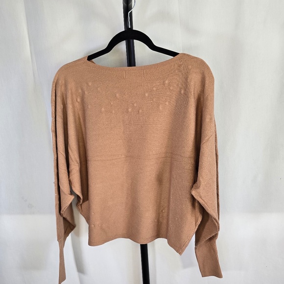 Copper Brown Soft Knit Sweater with beads and Rhinestones - Picture 2 of 2